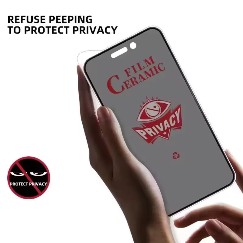 5er Pack Caynes Anti-Spy Keramik Membran Schutzfolie für iPhone 17 Pro Max 16 15 14 13 12 11 mit Privacy-Funktion und Soft Frosted Oberfläche - Bild 3