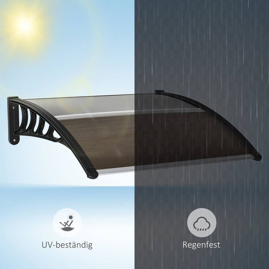 Outsunny Pultvordach modern braun, wandmontiert mit Polycarbonat-Dach, B/H/L: 96,5 x 27 x 103 cm - Bild 4