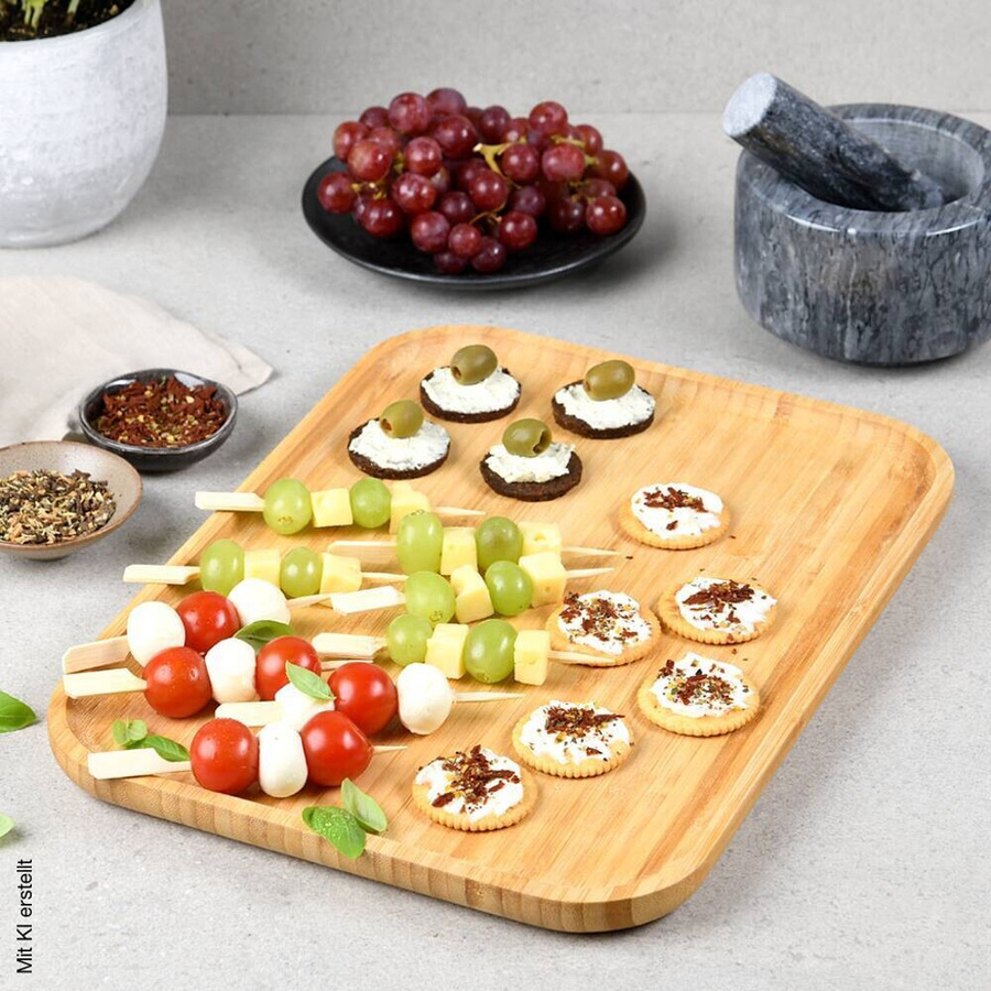 Kesper Servierbrett aus Bambus in Braun, B/H/L: 27,5 x 37,5 x 2 cm - Bild 2