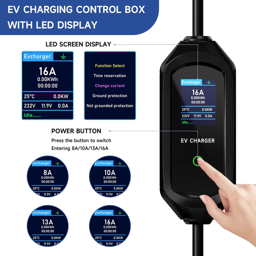 AFEEV Tragbares EV-Ladegerät Typ 1 SAE J1772 mit 3,5 kW und 16 A für die Schnellladung deines Elektroautos - Bild 4
