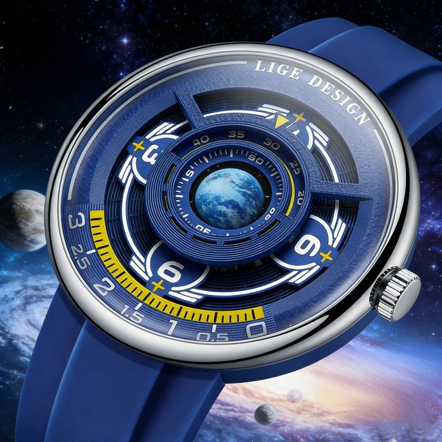 LIGE Armbanduhr, Quarz, Silikonarmband, Blau, Herren - Bild 1