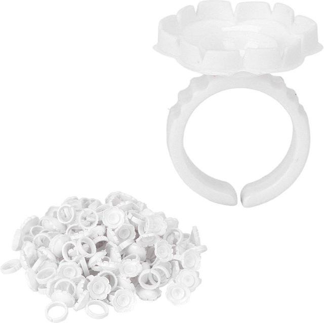Koogeelife Blumenkleberringe Wimpernverlängerung, 100 Stück, Blau Weiß - Bild 1
