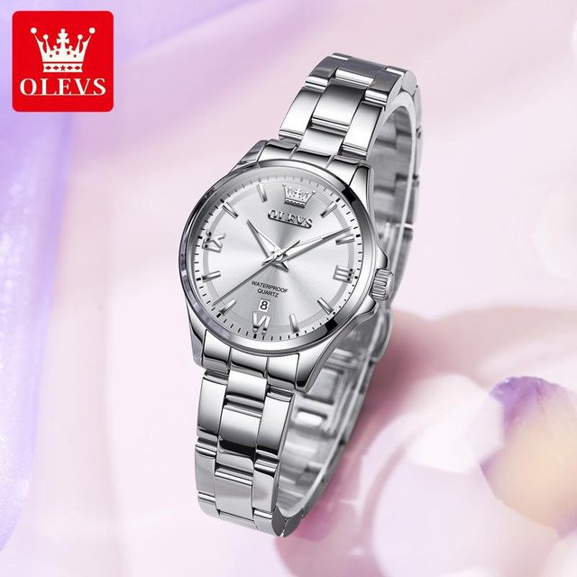 OLEVS Armbanduhr Quarz, Edelstahl, Weiß, Damen - Bild 1