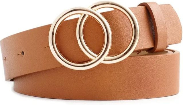 Ledergürtel Damen, orange, Doppelrunde Schnalle - Bild 1