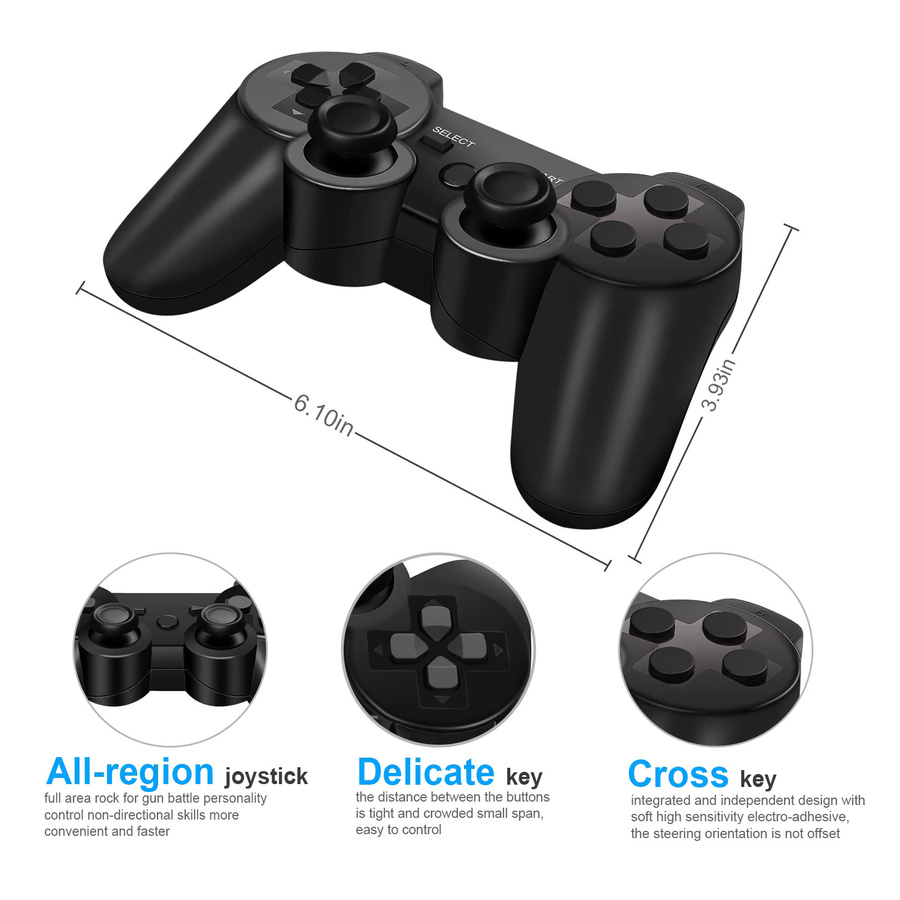 Bonacell Controller für Playstation 3, PC, Android und Smart TVs mit 6-Achsen Dual-Vibration und 360 Grad Joystick in Schwarz und Blau - Bild 5