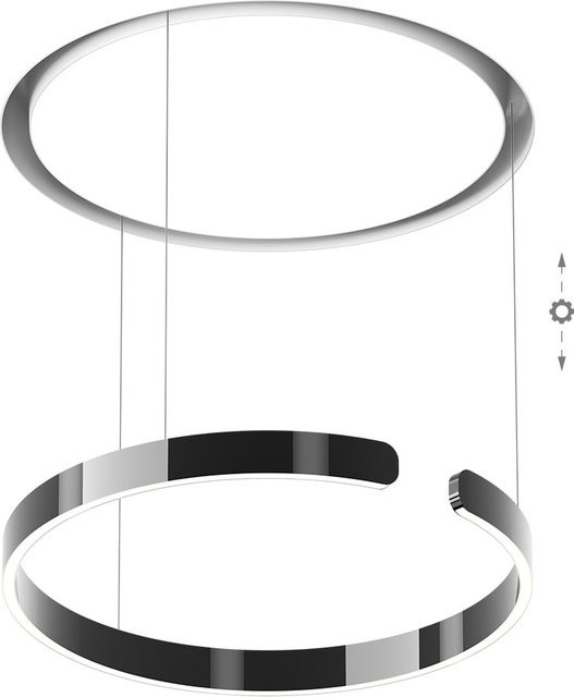 Occhio Mito Cosmo 60 LED-Pendelleuchte in Weiß Matt mit Dark Chrome Details, dimmbar und höhenverstellbar, inklusive x-tra warm LED (2200K - 3500K) - Bild 1