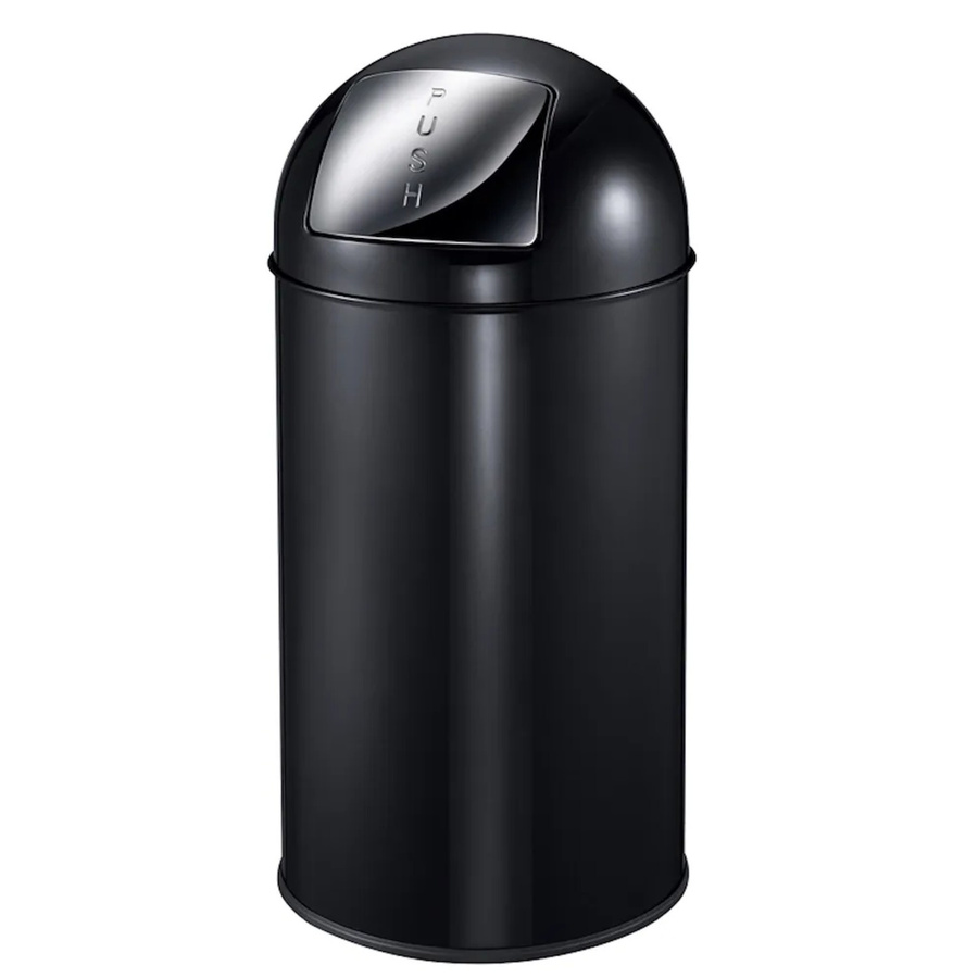 PROREGAL Abfallbehälter aus Metall mit Pushdeckel und Inneneimer, Schwarz, H x B x T: 74 x 34 x 34 cm, 40 Liter - Bild 2