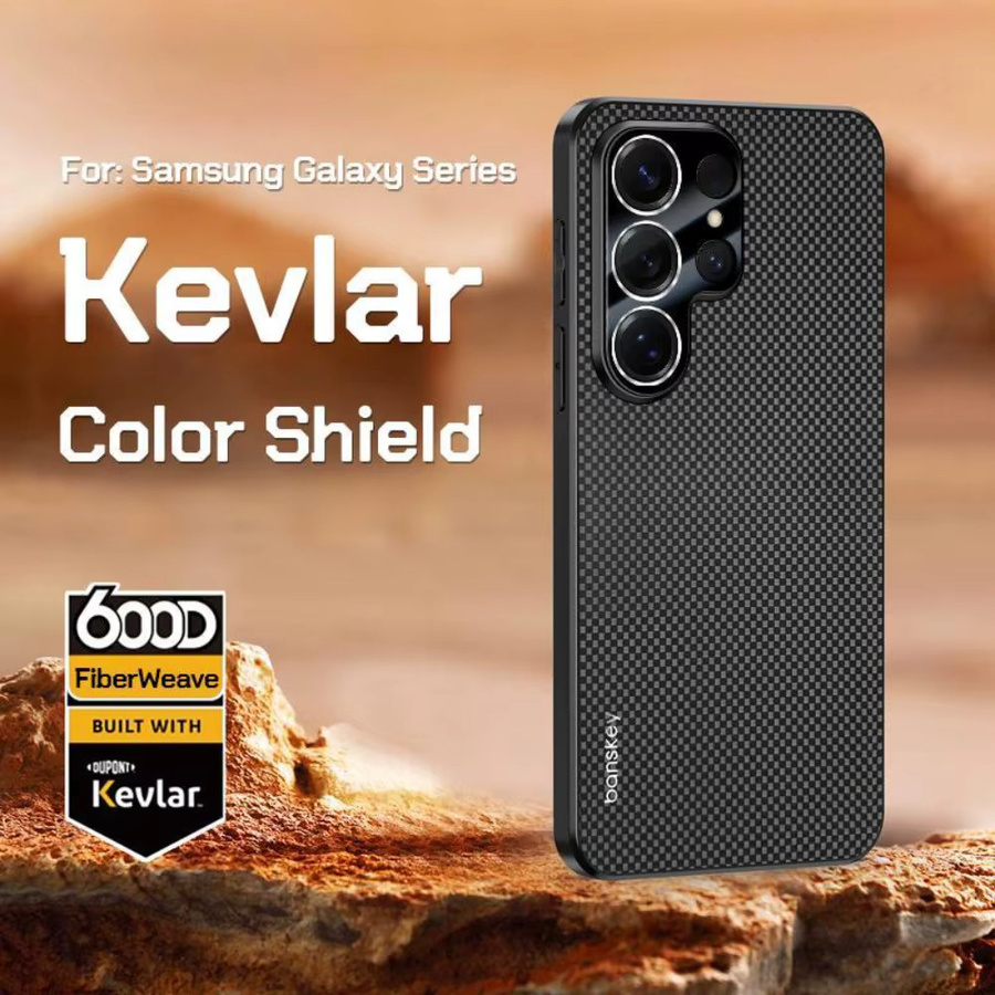 Klassische Kevlar-Carbonfaser-Schutzhülle für Samsung Galaxy S26 S25 S24 S23 Plus Ultra in Schwarz und Rot mit matter Textur - Bild 3