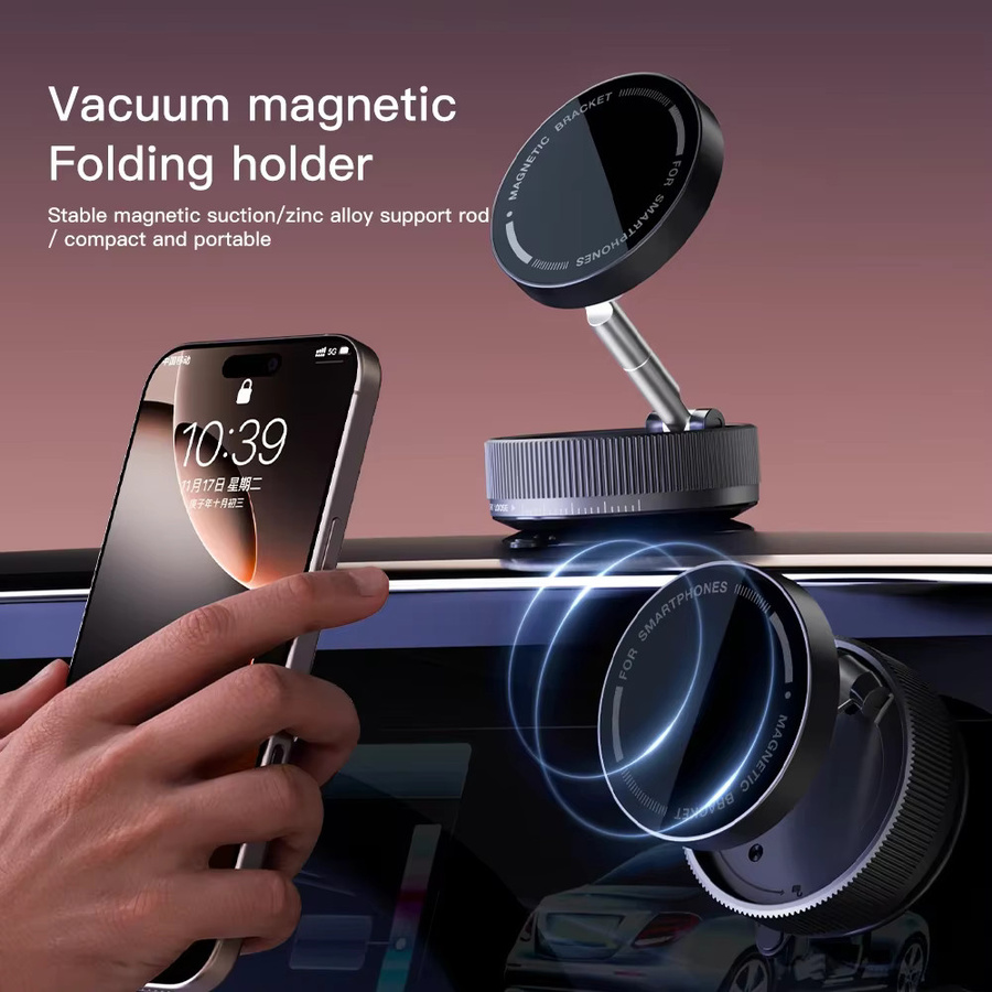 Kebidumei Magnetische Telefonhalterung mit Vakuumsauger und 360-Grad-Drehung, faltbare Freisprech-Halterung für Auto und glatte Oberflächen in Schwarz oder Weiß - Bild 2