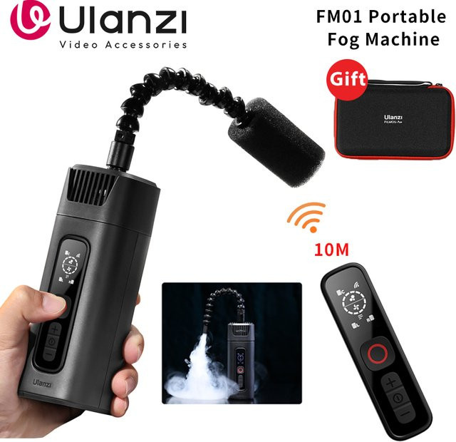 Ulanzi FM01 Tragbare Rauchmaschine 40 W in Schwarz mit kabelloser Steuerung für Trockeneis-Nebel und Fotografie-Raucheffekte - Bild 1