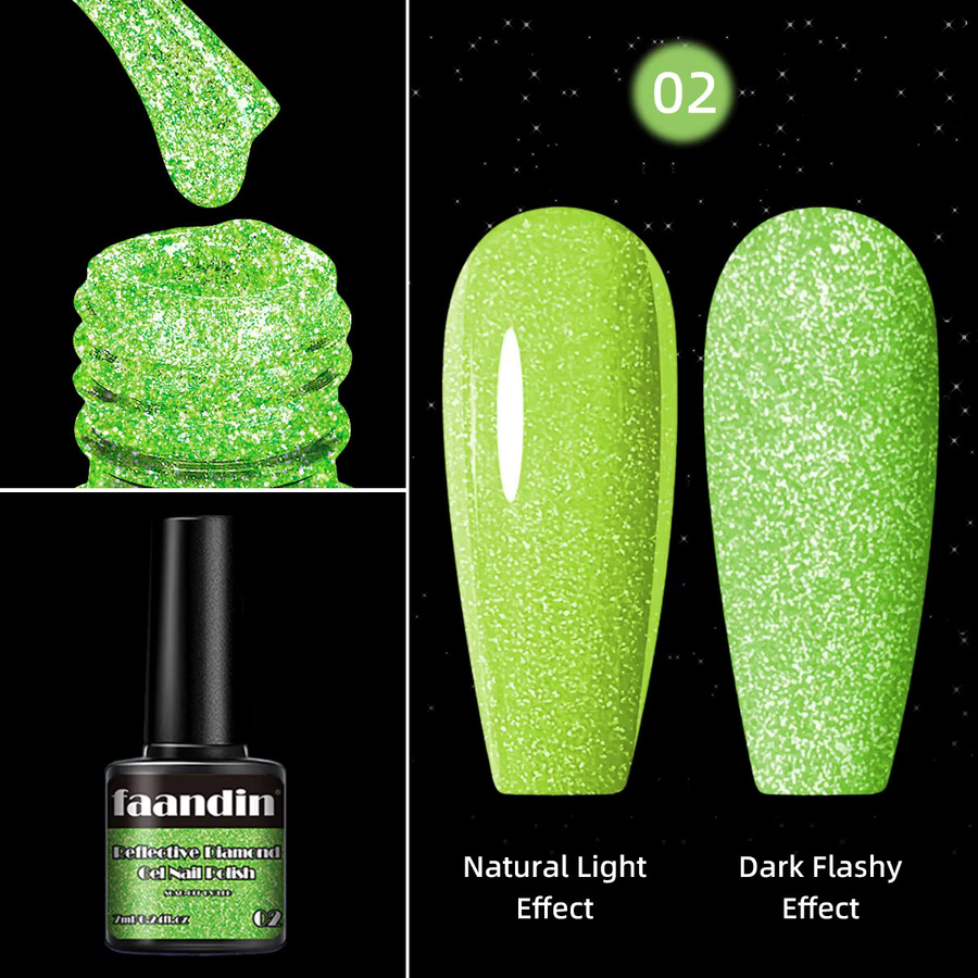 Faandin Nagellack Gel, Crushed Diamond Fine Glitter, 29,5 ml, 05 - Bild 3