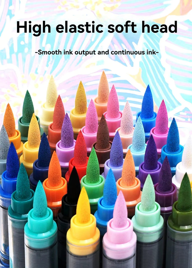 Acrylmarker Set mit Pinselspitze in 24 Farben für Künstlerbedarf und Stoffgestaltung - Bild 4