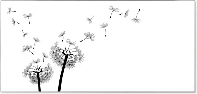 Banjado Magnettafel aus Metall in Silber mit Motiv Pusteblume, B/H: 78 x 37 cm - Bild 1