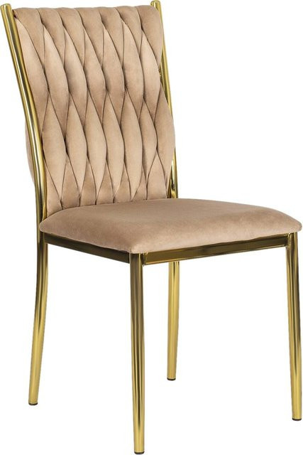 WIPMEB Stuhl DAN in Beige aus Velourstoff mit Metallgestell und Steppung B/H/T: 48 x 58 x 94 cm - Bild 1