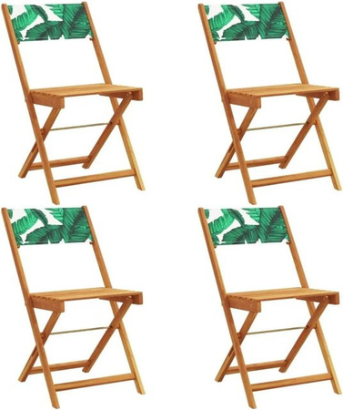 vidaXL Gartenstühle 4er Set aus Akazienholz und grünem Stoff, klappbare Gartenstühle mit Armlehnen für Garten, Terrasse und Balkon
