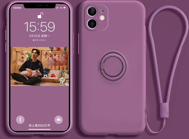 Magnetische Silikonhülle für OPPO Reno 6 5 7 Pro Plus 4G 5G A52 A92 A72 A15S A54 A74 A73 X5 Softcover mit Ringhalter und Riemen in Transparent und Purple - Bild 1