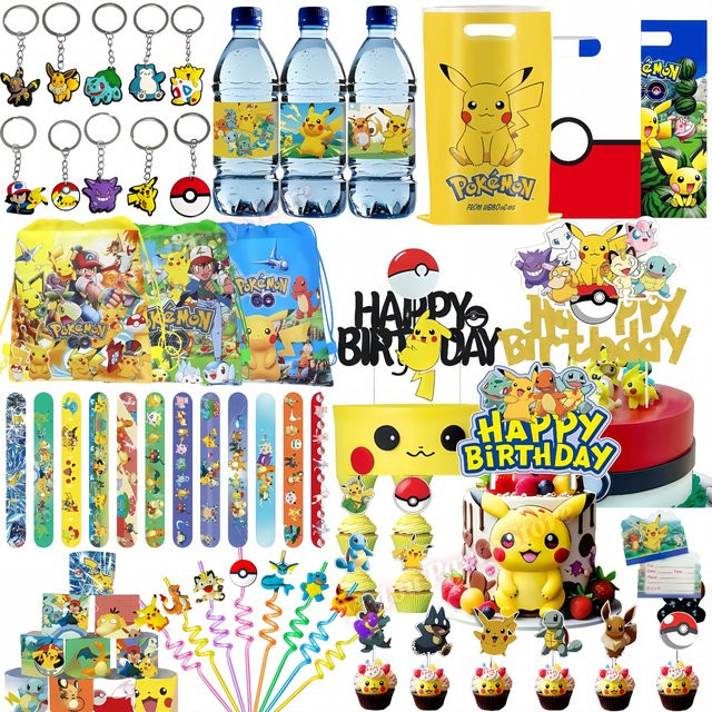Potdemiel Pokémon-Themen-Partyartikel, Klatscharmbänder, Aufkleber, Luftballons, Partygeschenke, Goodie-Bag-Füller, Geburtstagsdekorationen - Bild 1