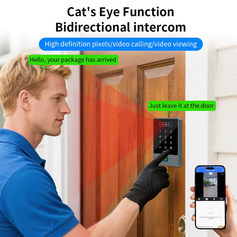 LUCKING DOOR K3D TTLOCK WiFi Video Türklingel mit Gegensprechanlage, IP67 wasserdicht, Gesichtserkennung, Fingerabdruck, RFID-Karte, Palm-Scan und PIN Zugangskontrolle - Bild 3