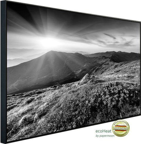 papermoon EcoHeat Infrarotheizung Landschaft Schwarz Weiss mit App-Steuerung und Überhitzungsschutz - Bild 1