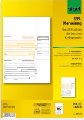 Sigel PC-SEPA-Überweisung ZV570 in Weiß und Gelb, 100 Stück - Bild 1