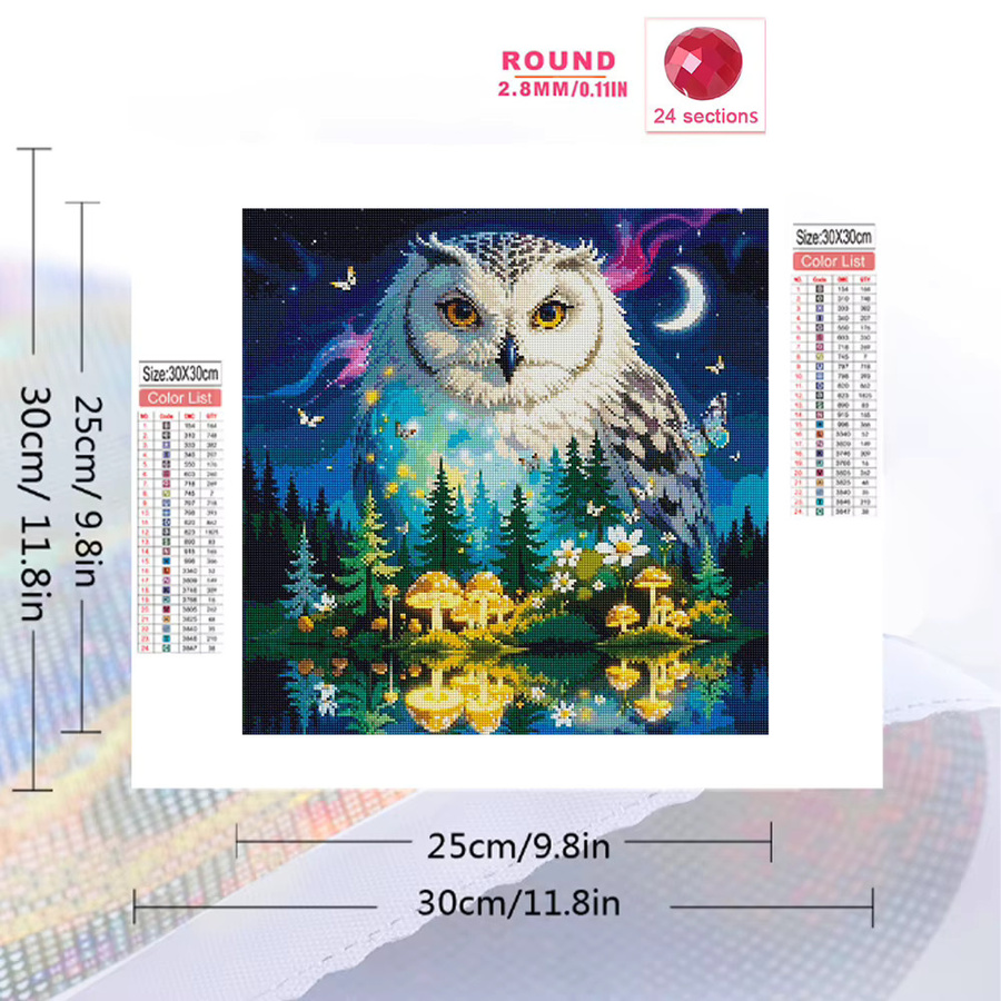 Evershine Tier-Diamantmosaik Eule, Diamantmalerei, Acryl, Bunt - Bild 2