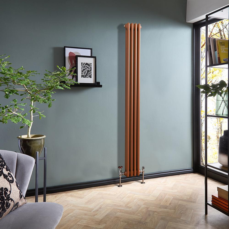 Hudson Reed Gliederheizkörper Regent 2-säulig Vertikal, Farbe Kupfer, Höhe: 180 cm, Breite: 20 cm - Bild 1