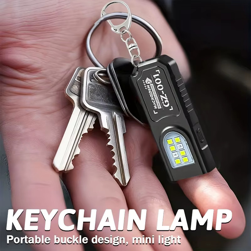 XIWANGFIRE Mini COB LED Schlüsselanhänger-Taschenlampe, USB-C wiederaufladbar, Schwarz - Bild 2