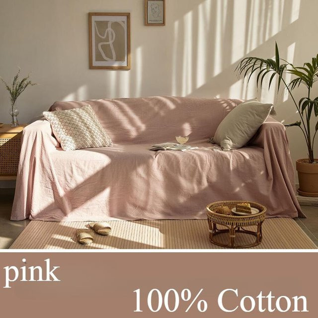 Your Warm Home Sofa Überwurf aus 100% Baumwolle in Rosa, B/B: 180 x 180 cm - Bild 1