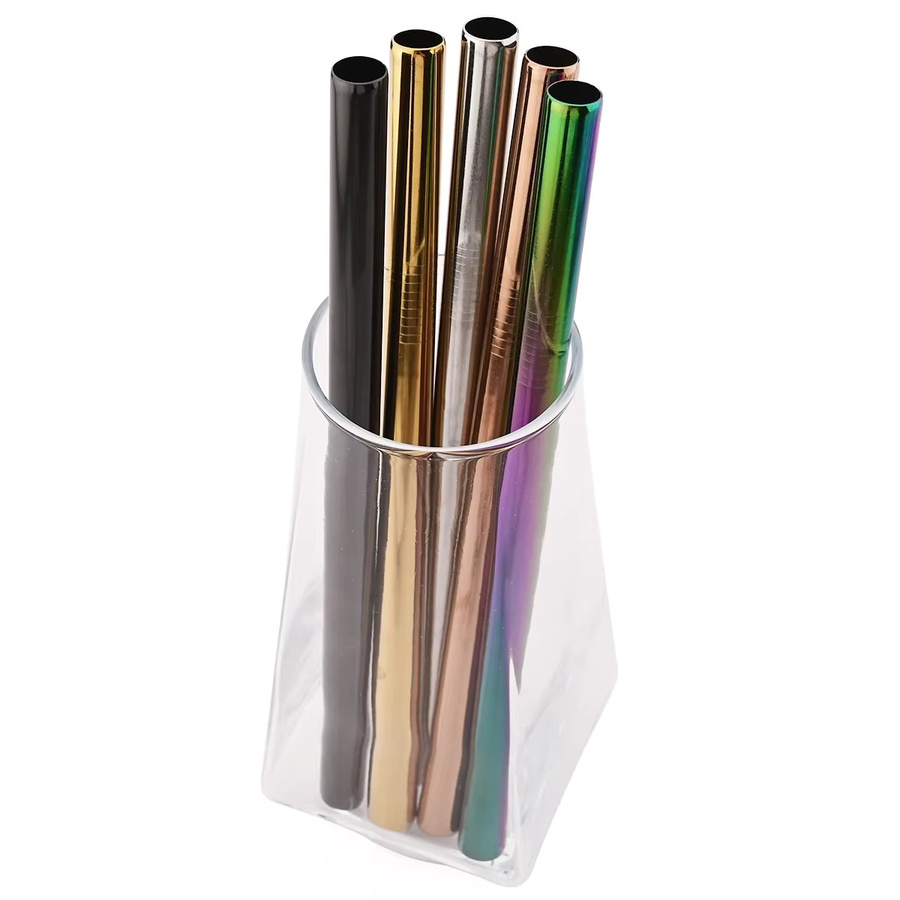 Zoseil Edelstahl Trinkhalm Set, 5 Stück gerade Strohhalme in Silber und Multicolour, Breite: 12 mm - Bild 2