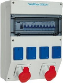 Walther Werke Steckdosenkombination SK II 6820211 Distribution Board mit RCD, IP44, Grau/Transparent/Weiß, B/T/H: 40,4 x 40,0 x 29,0 cm - Bild 1