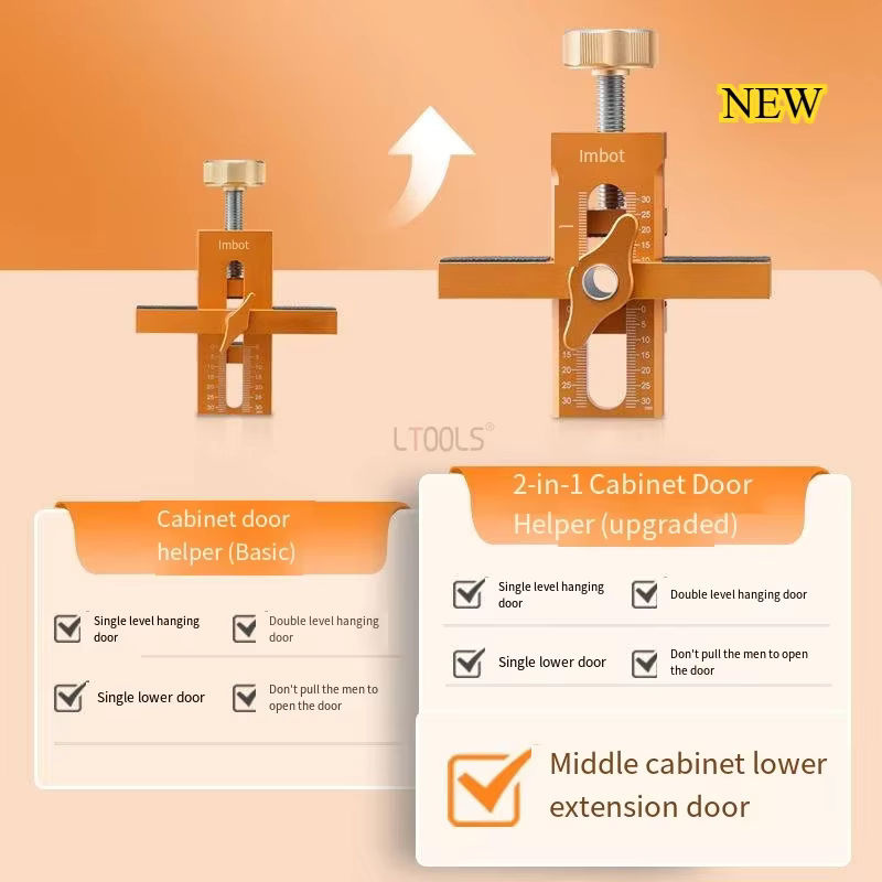 LTOOLS 2-in-1 Schnellpositionierungswerkzeug für die Schranktür-Montage und Türplatten-Installation in Orange - Bild 5
