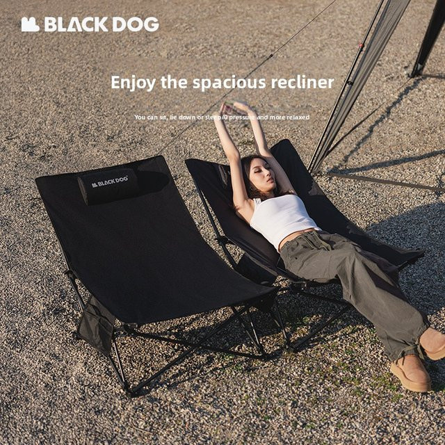 Naturehike BLACKDOG Klappliege aus 600D Outdoor-Gewebe mit verstellbarer Kopfstütze für Camping, Picknick und Garten in Schwarz oder Beige - Bild 1