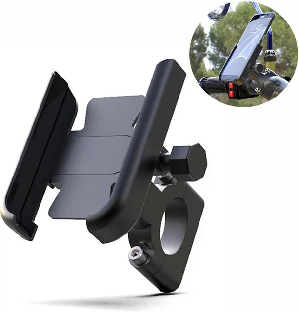 Universelle Smartphone-Lenkerhalterung aus Aluminiumlegierung in Schwarz für Motorräder und Fahrräder, passend für 4-7 Zoll Handys und GPS, für Lenkerdurchmesser 20-30 mm - Bild 1
