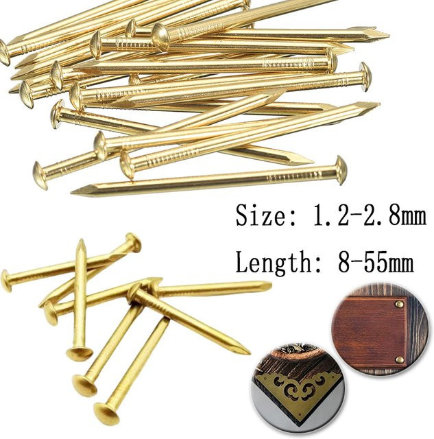 Mini-Rundkopfnägel aus Messing in Gold/Gelb für Schmuck, Truhen und Möbel, Durchmesser: 1,2 mm bis 2,8 mm - Bild 1
