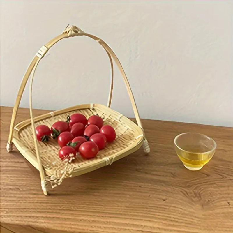 Handgefertigter quadratischer Bambus-Aufbewahrungskorb von SZ-Damai in Beige für Obst, Snacks und Kuchen - Bild 5