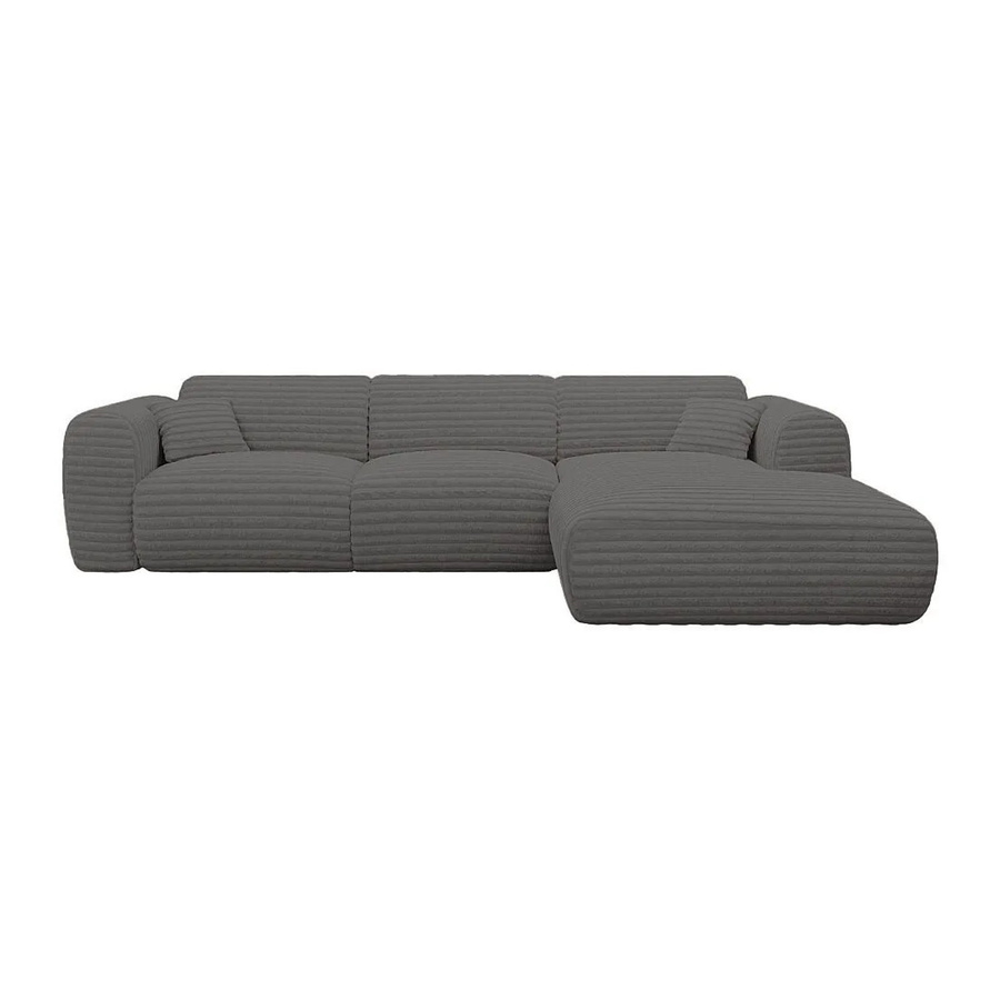 Maison Céphy Ecksofa Pogni in Anthrazitgrau aus Breitcord-Samt, Breite: 280 cm - Bild 2