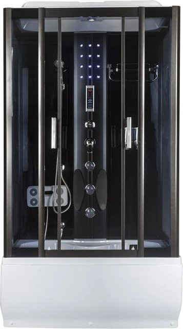 Kerra Hydromassagekabine XL mit Duschwanne in Schwarz oder Weiß, B/T: 121 x 81 cm - Bild 1