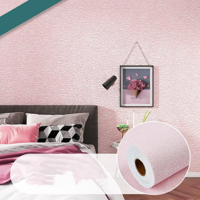 3D DIY Leinen Schaum Wandaufkleber selbstklebend wasserdicht Tapete in Pink, 10m - Bild 1