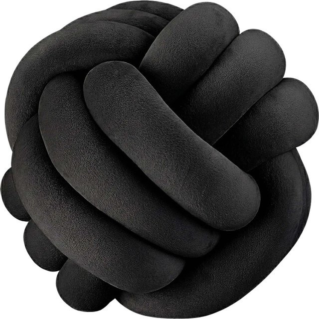 Relaxdays Knotenkissen aus Polyester und Schaumstoff in Schwarz, rund, Durchmesser: 25 cm - Bild 1