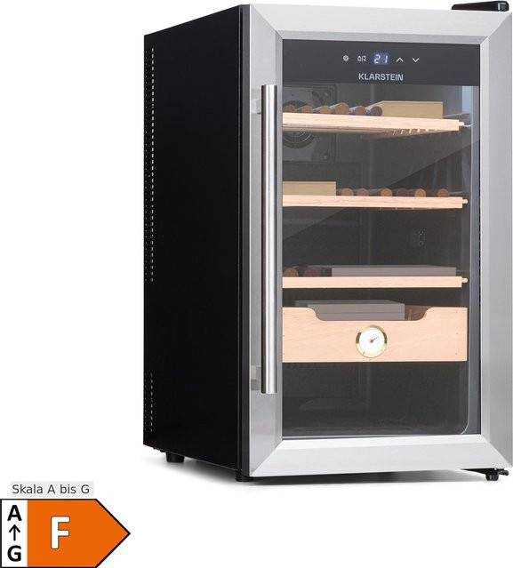 Klarstein El Presidente Zigarren-Humidor in Schwarz mit 48L Volumen, 3 Einschüben und Zedernholz - Bild 1