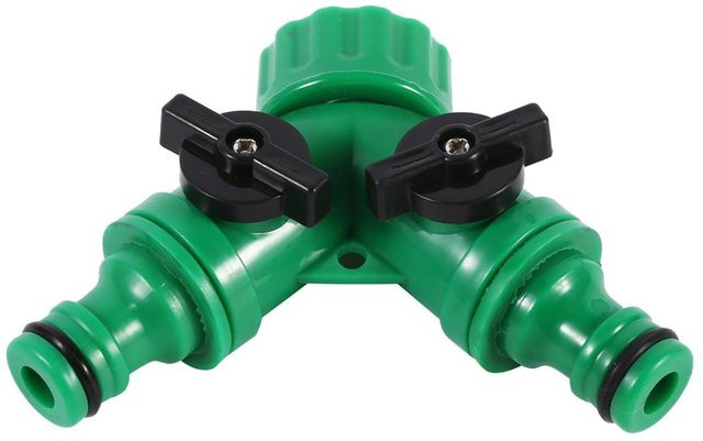 TOMTOP JMS 3-Wege Y-Stecker Adapter mit Durchflusssteuerung für Gartenbewässerung und Schlauchsysteme, 3/4 Zoll, Schwarz - Bild 1