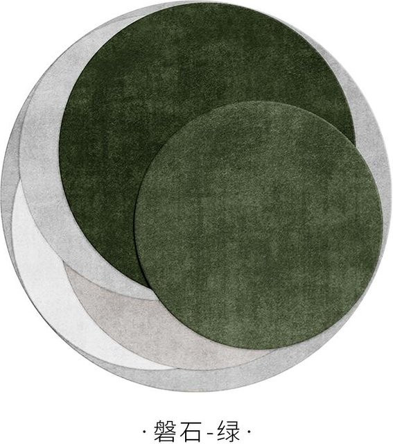 Runder Teppich HGHT in Grün, geometrisches Design für Wohnzimmer, Schlafzimmer oder Kinderzimmer, Durchmesser: 80 cm - Bild 1