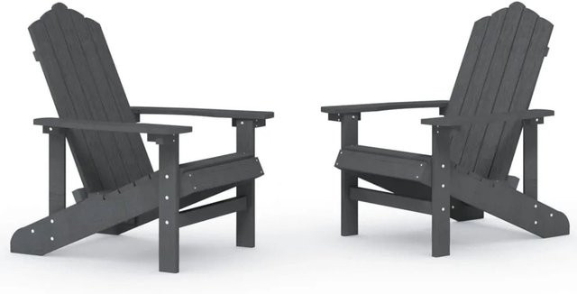 vidaXL Adirondack-Gartenstühle 2er-Set aus HDPE in Anthrazit - Bild 1