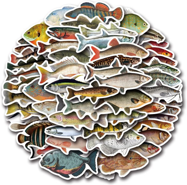 Bandai Cartoon-Fisch-Dekorationsaufkleber, 55-teiliges Set, multicolour - Bild 1