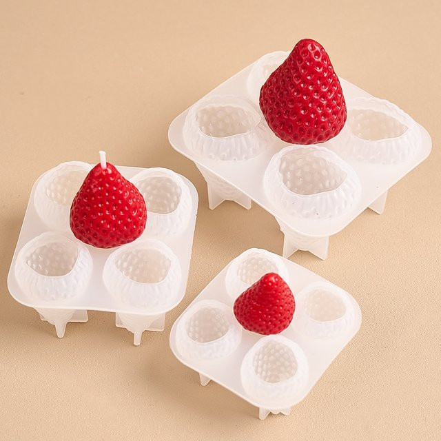 Silikon Kerzenform Erdbeere 3D Obst Form für handgemachte Duftkerzen und Harz-Dekoration in Rot von UDOCOOL - Bild 1