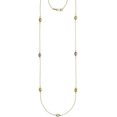 Colfem Halskette 585 Gelbgold, Citrine, Blautopas, Amethyste, 90 cm - Bild 1