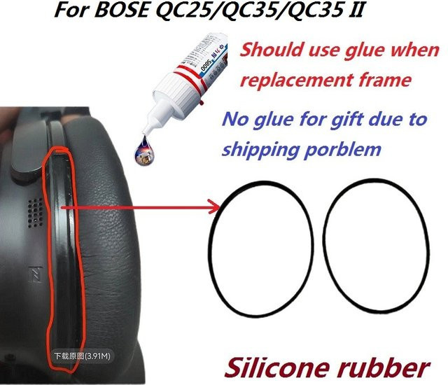 Bose Ersatzgehäuse-Zierrahmen aus Silikonkautschuk in Schwarz für QuietComfort QC25 QC35 QC35 II Kopfhörer - Bild 1