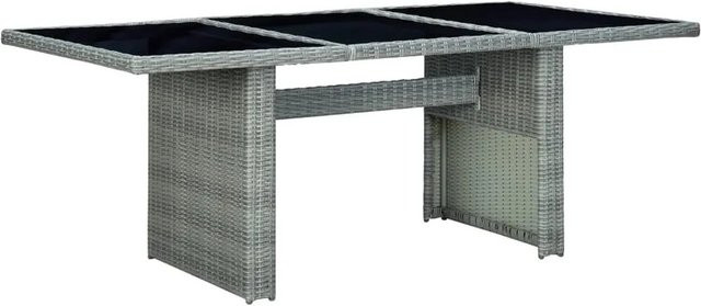 Furnicato Gartentisch aus Poly Rattan und Hartglas in Hellgrau, rechteckig - Bild 1