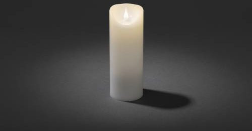 Konstsmide LED-Echtwachskerze Weiß mit Timer und Flackereffekt, Durchmesser: 7,5 cm, Höhe: 20,5 cm - Bild 1