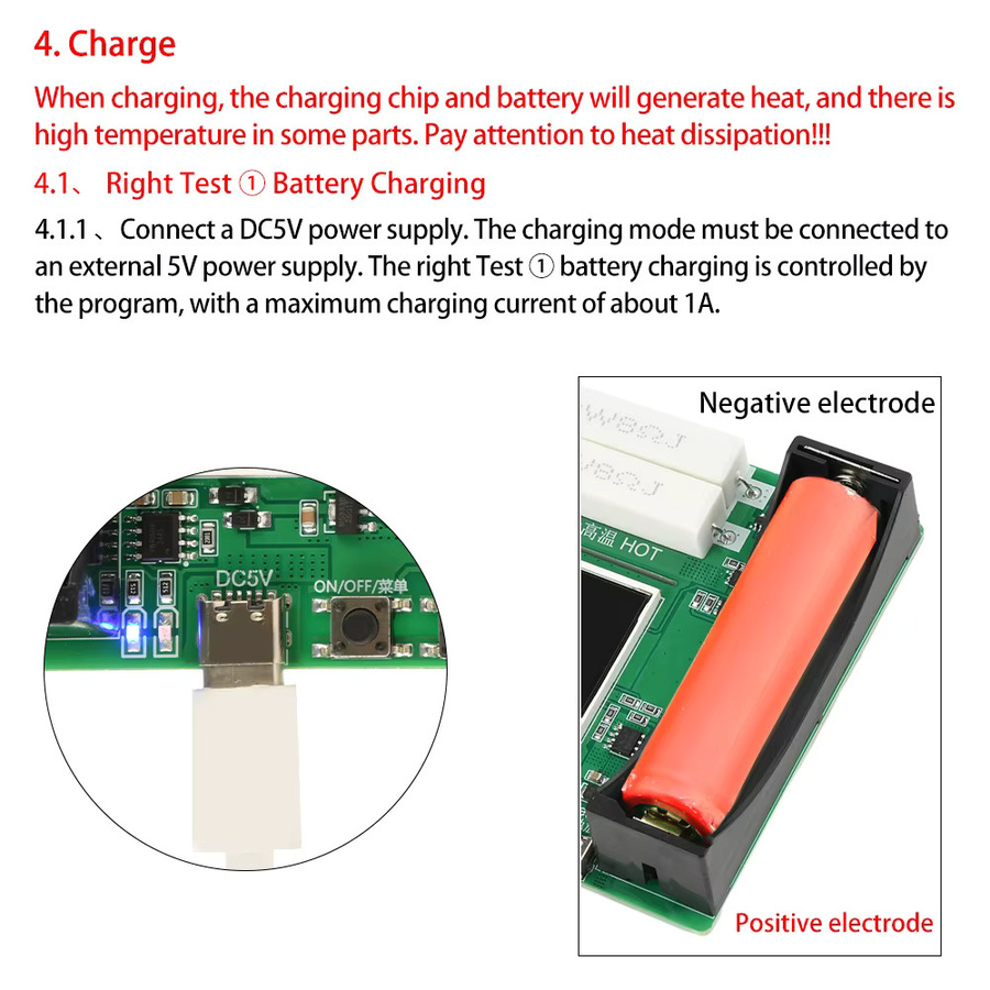 Aideepen Kapazitätstester Modul für 18650/21700 Lithium-Batterien mit LCD Digital Display und USB-C Anschluss zur Messung von mAh/mWh - Bild 4